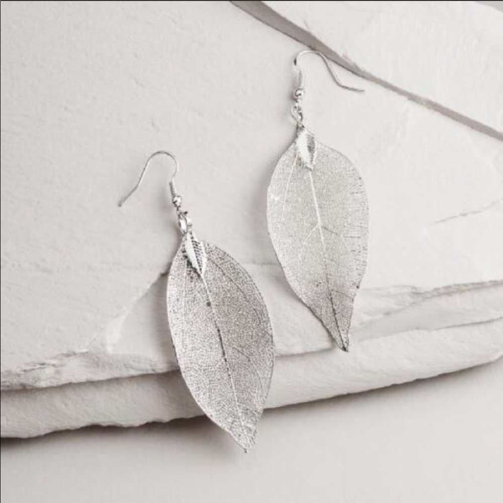 🎉HP🎉 Delicate Hand Dipped Natural Leaf Earrings